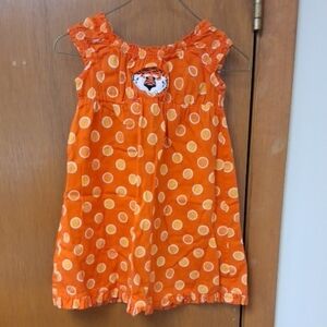 Orange Polka Dot Dress with Tiger Patch